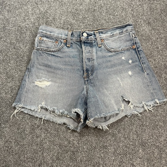 Levi's Pants - Levi's Denim Shorts Women's Size 27 Medium Wash Frayed Hem Jorts Distress Thrash